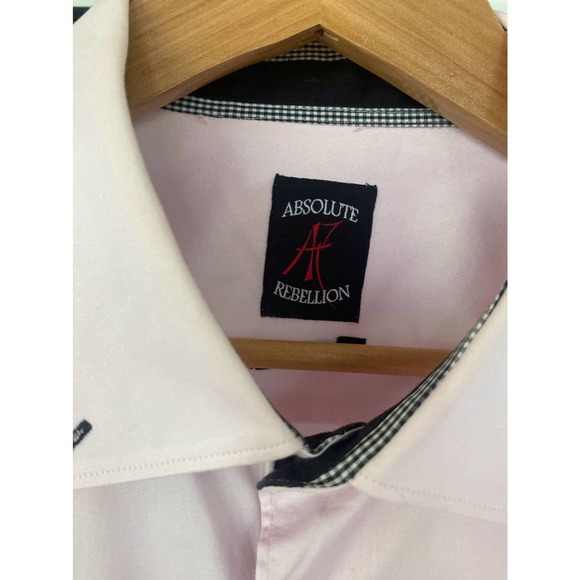 Absolute Rebellion Slim Fit Pink button down with black buttons. 2XL - Picture 3 of 9